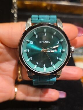 Strada Teal Dial and Teal Silicone Band Watch